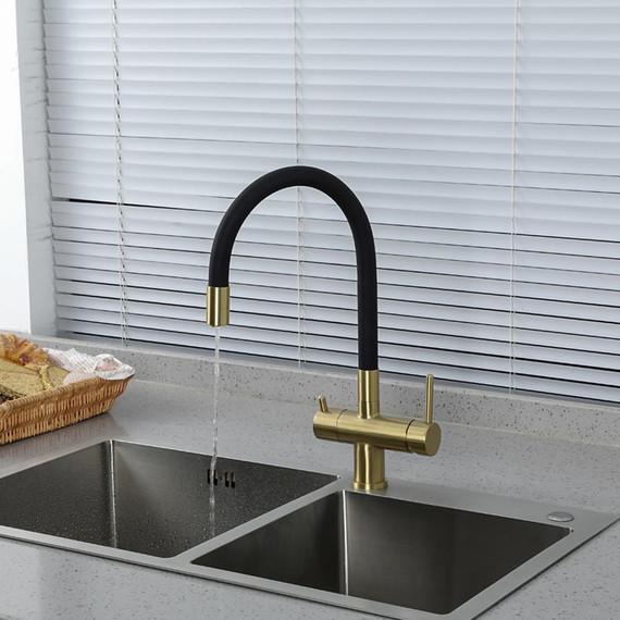 Смеситель для кухни Gappo G4398-33, золото/черный фото 13