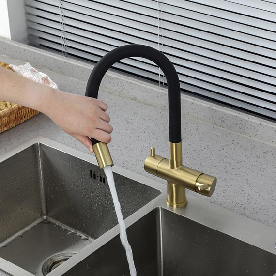 Смеситель для кухни Gappo G4398-33, золото/черный фото 18