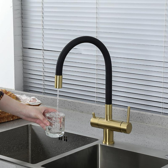 Смеситель для кухни Gappo G4398-33, золото/черный фото 19