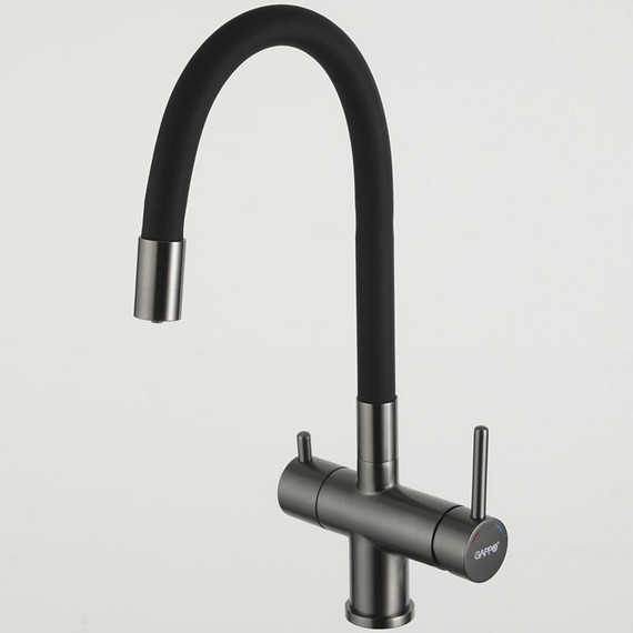 Смеситель для кухни Gappo G4398-39, оружейная сталь/чёрный фото 2