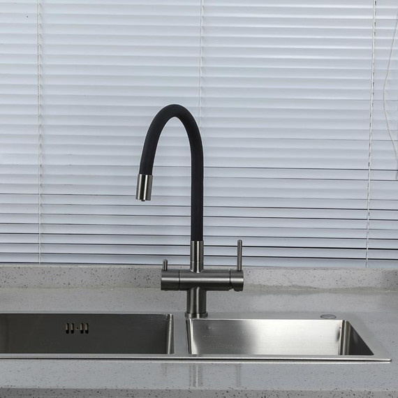 Смеситель для кухни Gappo G4398-39, оружейная сталь/чёрный фото 3