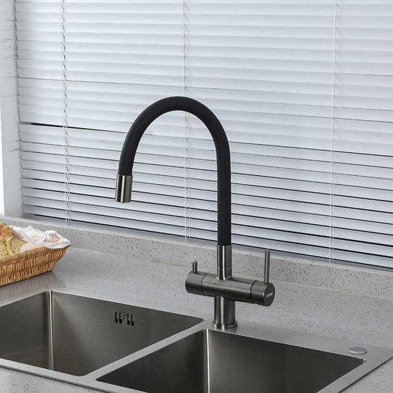 Смеситель для кухни Gappo G4398-39, оружейная сталь/чёрный фото 4