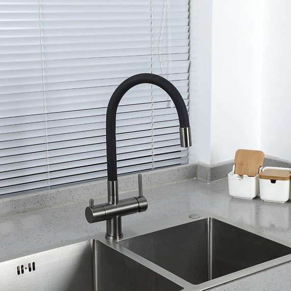 Смеситель для кухни Gappo G4398-39, оружейная сталь/чёрный фото 6