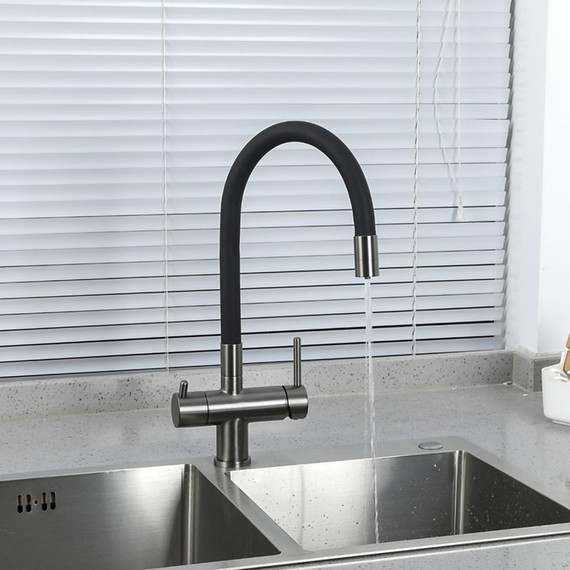 Смеситель для кухни Gappo G4398-39, оружейная сталь/чёрный фото 7