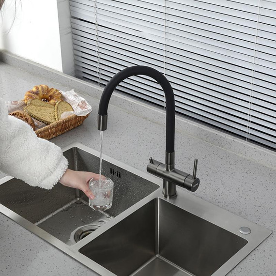 Смеситель для кухни Gappo G4398-39, оружейная сталь/чёрный фото 10