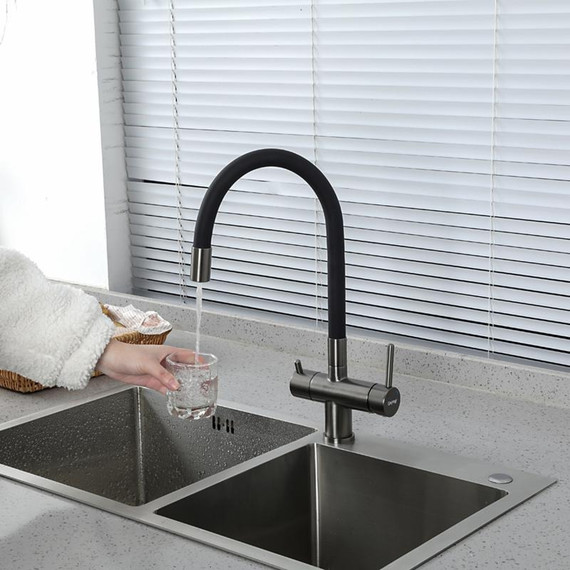 Смеситель для кухни Gappo G4398-39, оружейная сталь/чёрный фото 11