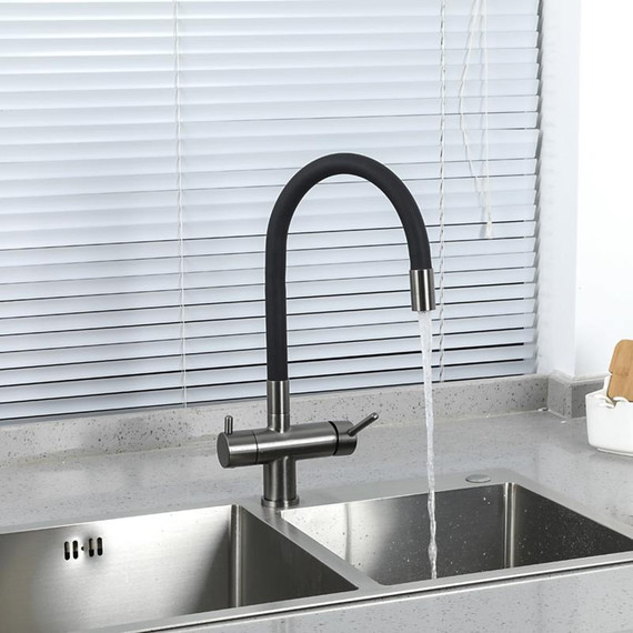 Смеситель для кухни Gappo G4398-39, оружейная сталь/чёрный фото 14