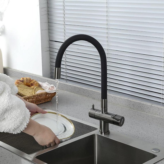 Смеситель для кухни Gappo G4398-39, оружейная сталь/чёрный фото 15