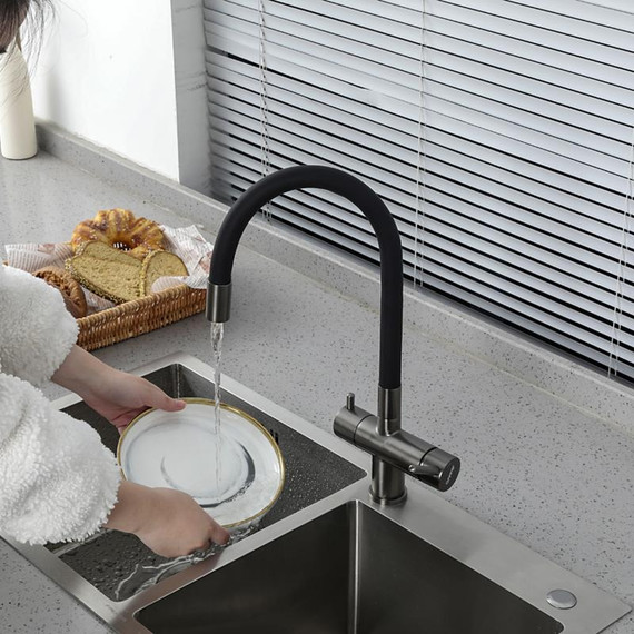 Смеситель для кухни Gappo G4398-39, оружейная сталь/чёрный фото 16