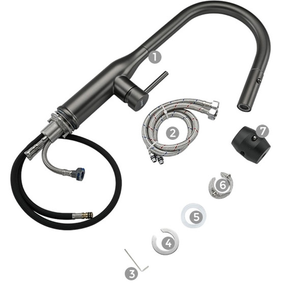 Смеситель для кухни Gappo G4398-41, оружейная сталь фото 7