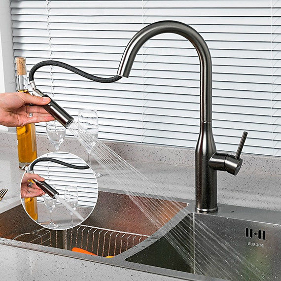 Смеситель для кухни Gappo G4398-41, оружейная сталь фото 2