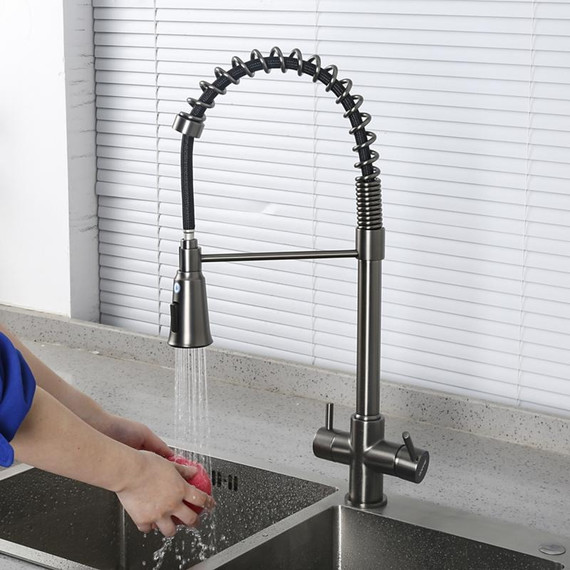 Смеситель для кухни Gappo G4398-69, оружейная сталь фото 17