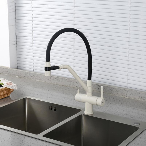 Смеситель для кухни Gappo G4398-81, белый/черный фото 3