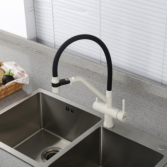 Смеситель для кухни Gappo G4398-81, белый/черный фото 4