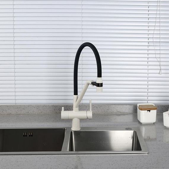 Смеситель для кухни Gappo G4398-81, белый/черный фото 5