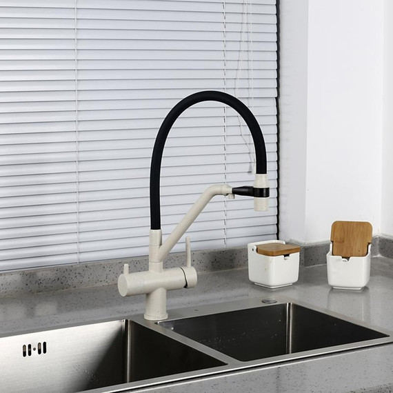 Смеситель для кухни Gappo G4398-81, белый/черный фото 6