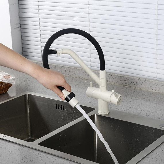 Смеситель для кухни Gappo G4398-81, белый/черный фото 12