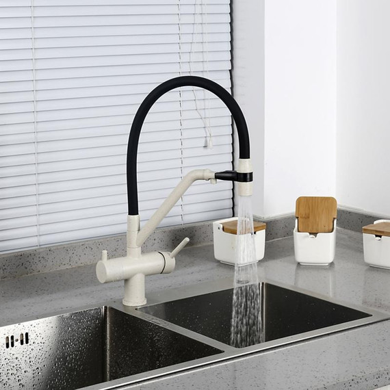 Смеситель для кухни Gappo G4398-81, белый/черный фото 16