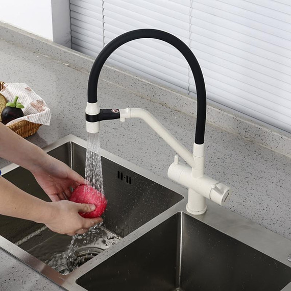 Смеситель для кухни Gappo G4398-81, белый/черный фото 17