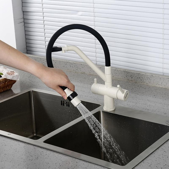 Смеситель для кухни Gappo G4398-81, белый/черный фото 18