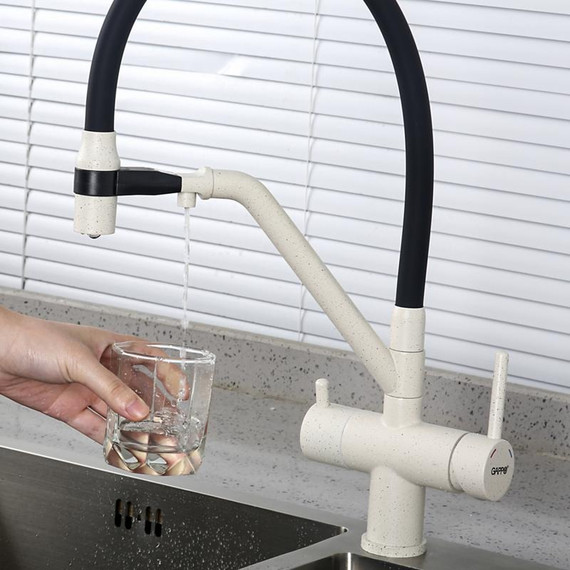 Смеситель для кухни Gappo G4398-81, белый/черный фото 21