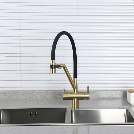 Смеситель для кухни Gappo G4398-83, золото/черный фото 3