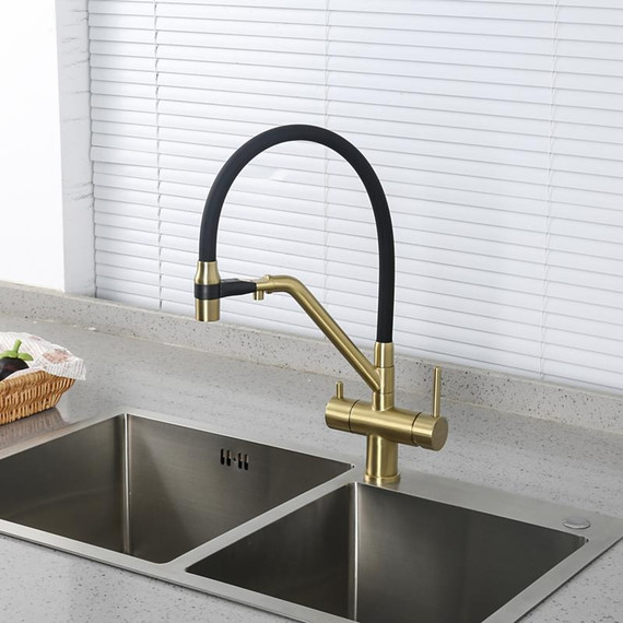 Смеситель для кухни Gappo G4398-83, золото/черный фото 4