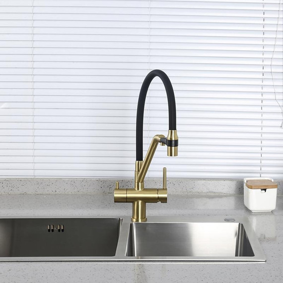 Смеситель для кухни Gappo G4398-83, золото/черный фото 5