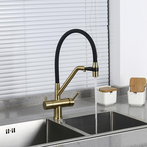 Смеситель для кухни Gappo G4398-83, золото/черный фото 8