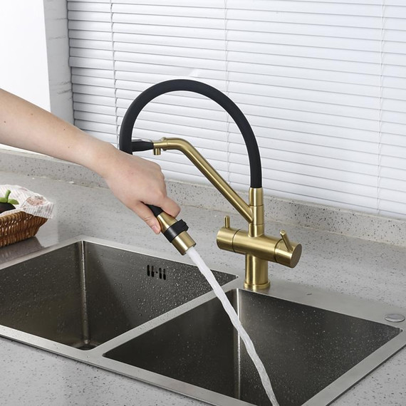 Смеситель для кухни Gappo G4398-83, золото/черный фото 10