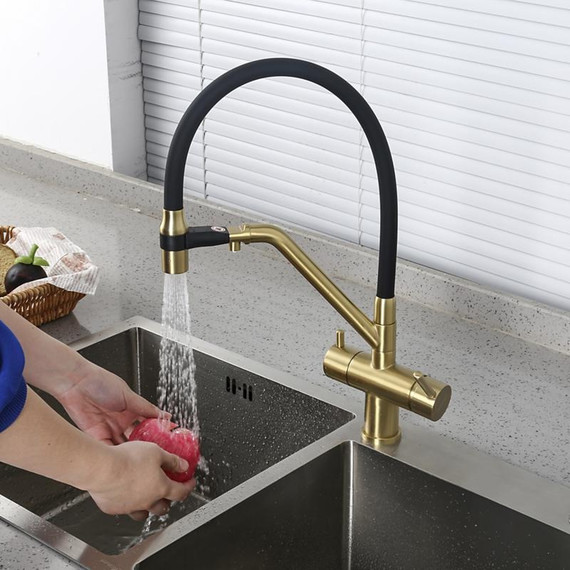 Смеситель для кухни Gappo G4398-83, золото/черный фото 13