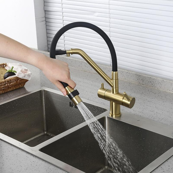 Смеситель для кухни Gappo G4398-83, золото/черный фото 14