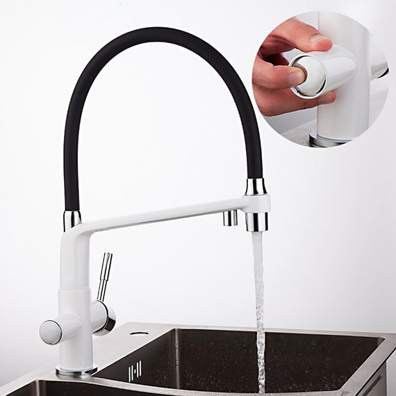 Смеситель для кухни Gappo G4398-9, белый/черный фото 3