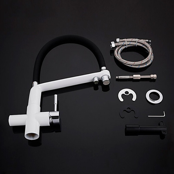 Смеситель для кухни Gappo G4398-9, белый/черный фото 10