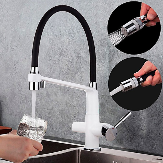 Смеситель для кухни Gappo G4398-9, белый/черный фото 2