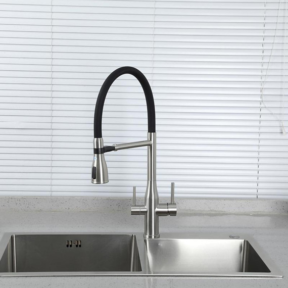 Смеситель для кухни Gappo G4399-75, сатин/черный фото 3