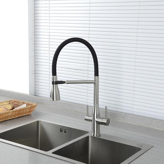 Смеситель для кухни Gappo G4399-75, сатин/черный фото 4