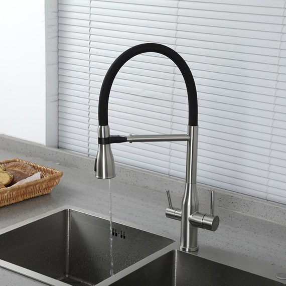 Смеситель для кухни Gappo G4399-75, сатин/черный фото 9