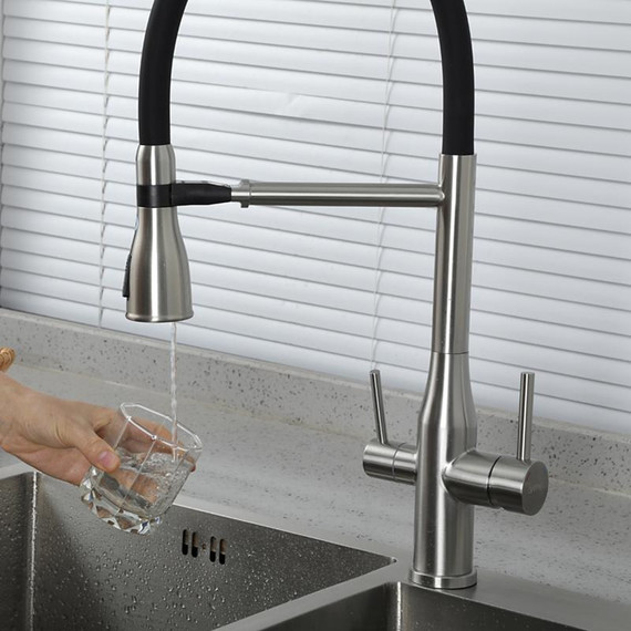 Смеситель для кухни Gappo G4399-75, сатин/черный фото 10