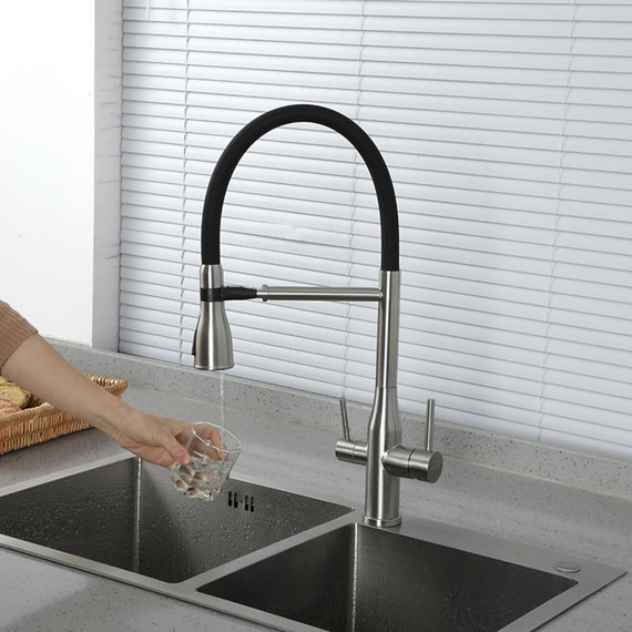 Смеситель для кухни Gappo G4399-75, сатин/черный фото 11