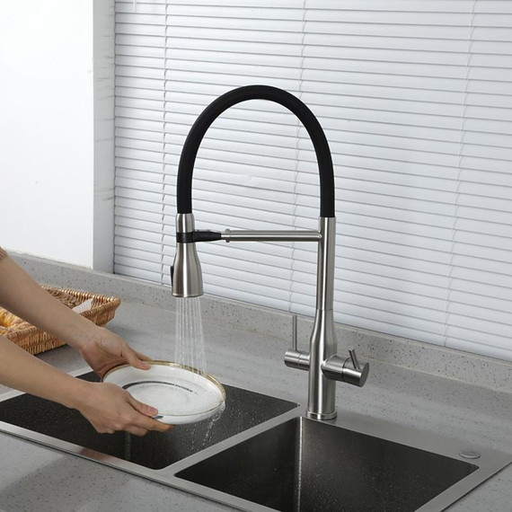 Смеситель для кухни Gappo G4399-75, сатин/черный фото 24