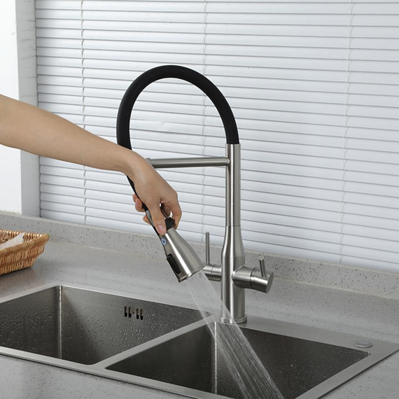 Смеситель для кухни Gappo G4399-75, сатин/черный фото 26