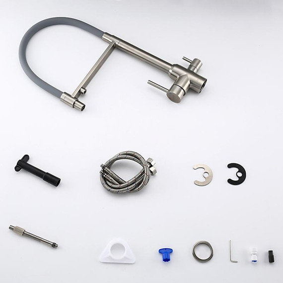 Смеситель для кухни Gappo G4399-5, сатин/серый фото 9