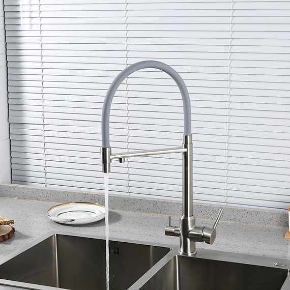 Смеситель для кухни Gappo G4399-5, сатин/серый фото 2