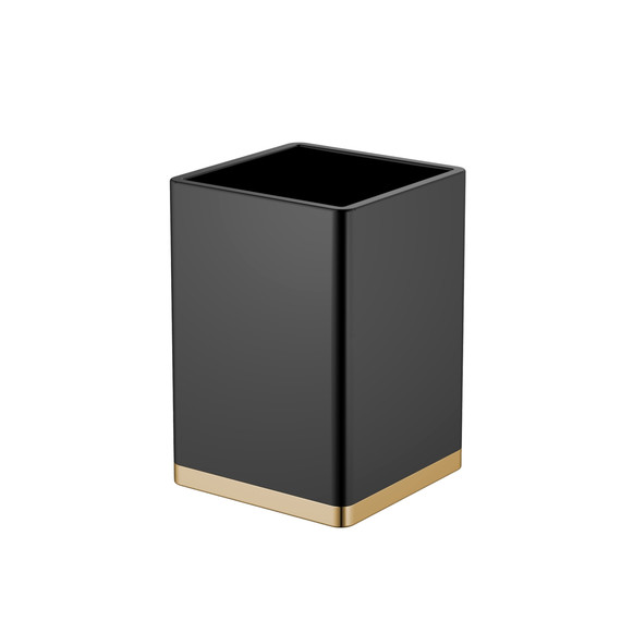 Стакан для зубных щеток Boheme 10961-B-G, цвет чёрный/золото фото 