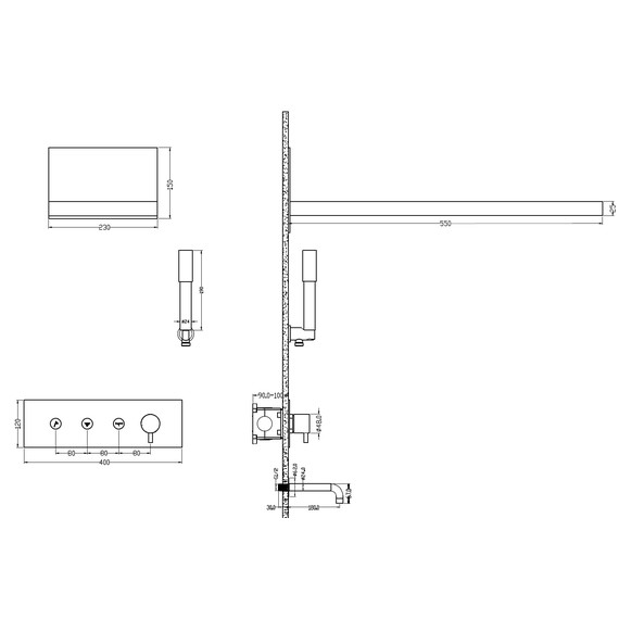 Душевая система для ванны Boheme Fusion 130-2-MG (со скрытой частью) золото матовое фото 2