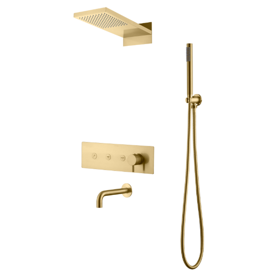 Душевая система для ванны Boheme Fusion 130-2-MG (со скрытой частью) золото матовое фото 