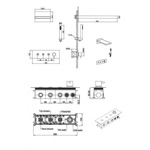 Душевая система для душа Boheme Fusion 130-BRB (со скрытой частью) брашированная бронза фото 2