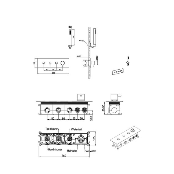Душевая система для душа Boheme Fusion 130-SYS-GM (со скрытой частью) графит фото 2