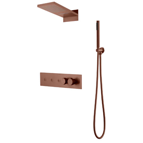 Душевая система для душа с термостатом Boheme Fusion 131-BRB (со скрытой частью) брашированная бронза фото 